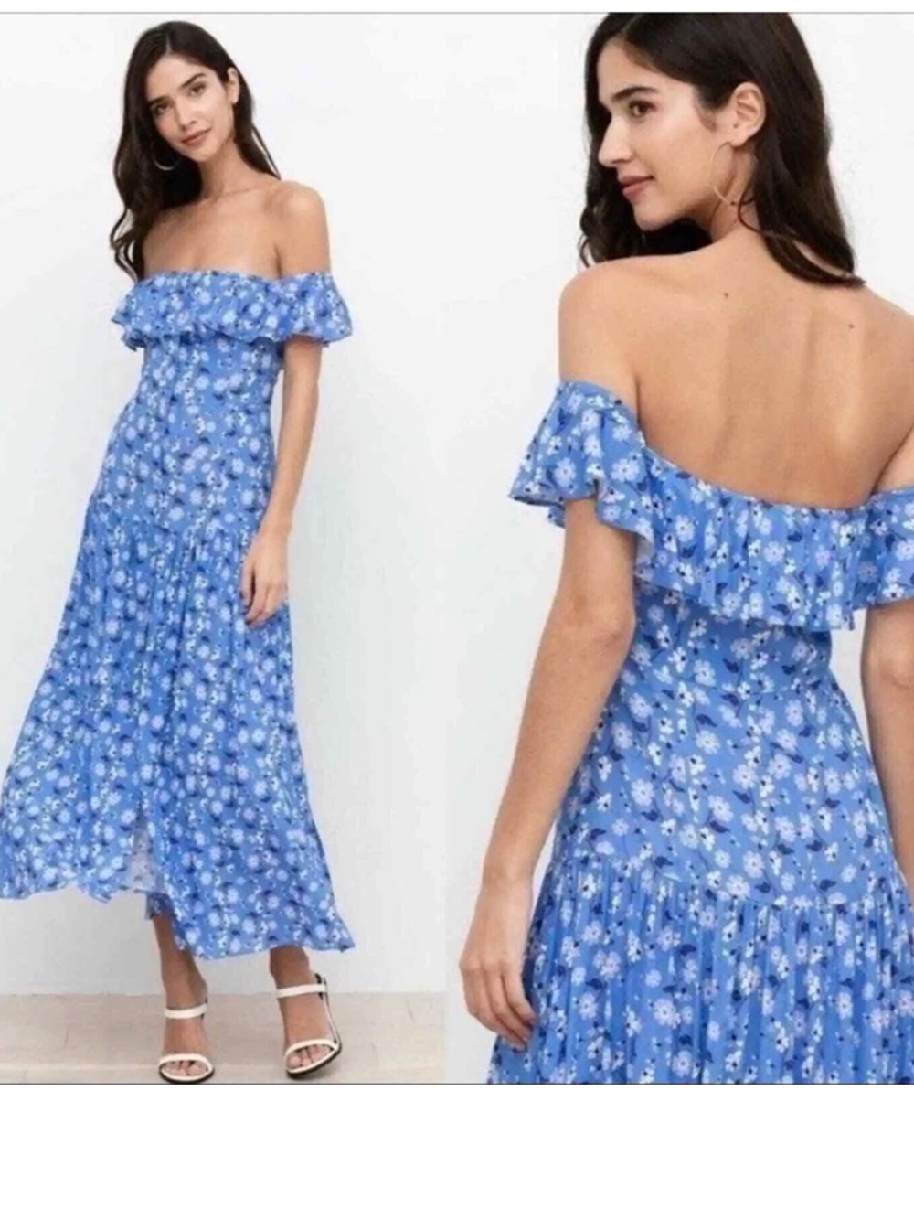 Yumi Kim Blue Floral Off-Shoulder Maxi Dress - Picture 3 of 9